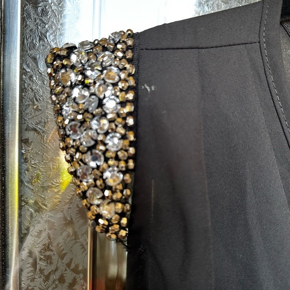 Charlotte Russe Black Blouse with Beaded Shoulders - Picture 3 of 7